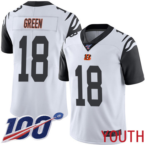 Cincinnati Bengals Limited White Youth A J  Green Jersey NFL Footballl #18 100th Season Rush Vapor Untouchable->youth nfl jersey->Youth Jersey